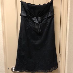 WHBM Black Strapless Lace Dress